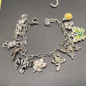 Vintage Silver Tone Charm Bracelet